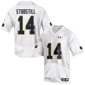 Notre Dame Fighting Irish Men's Devin Studstill #14 White Under Armour Authentic Stitched College NCAA Football Jersey PSX8699HP